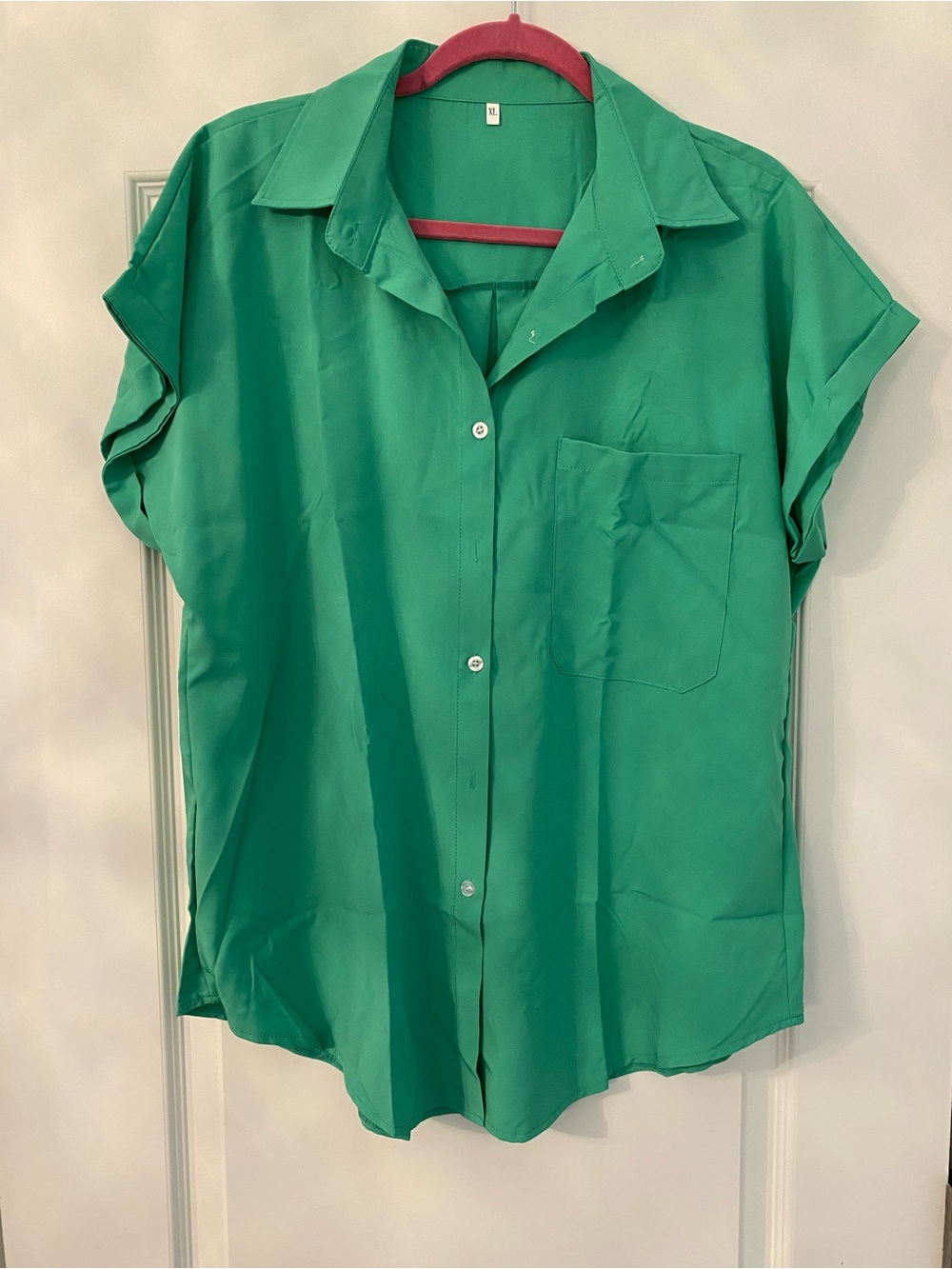 SHEIN Green Short Sleeve Button-Down Shirt